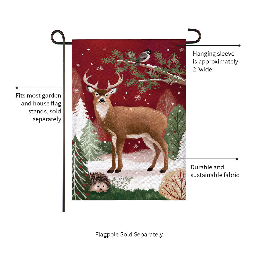 Woodland Storybook Reindeer Burlap Garden Flag