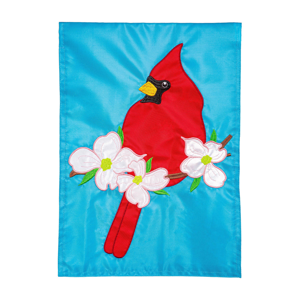 Cardinal With Dogwood Basic Applique Garden Flag