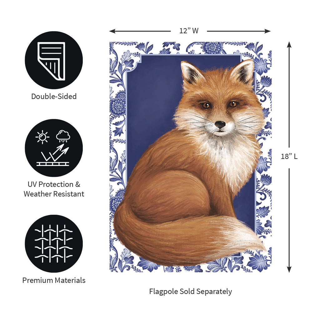 Orange Fox Applique Garden Flag