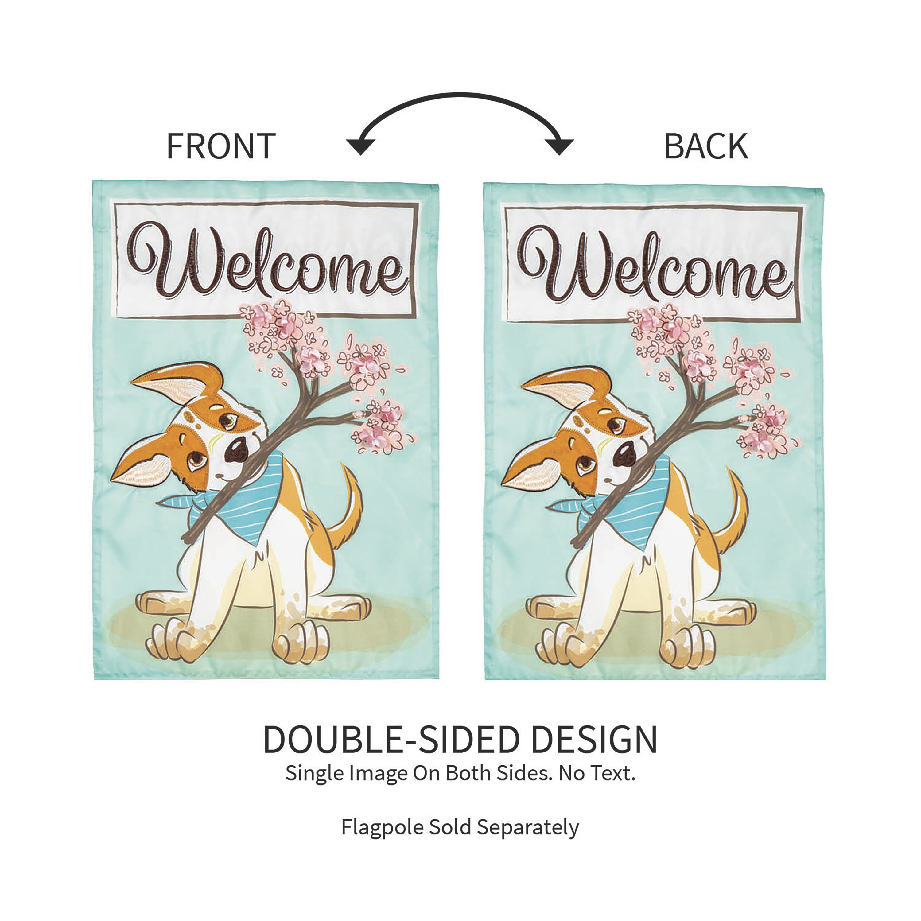 Welcome Pup Applique Garden Flag