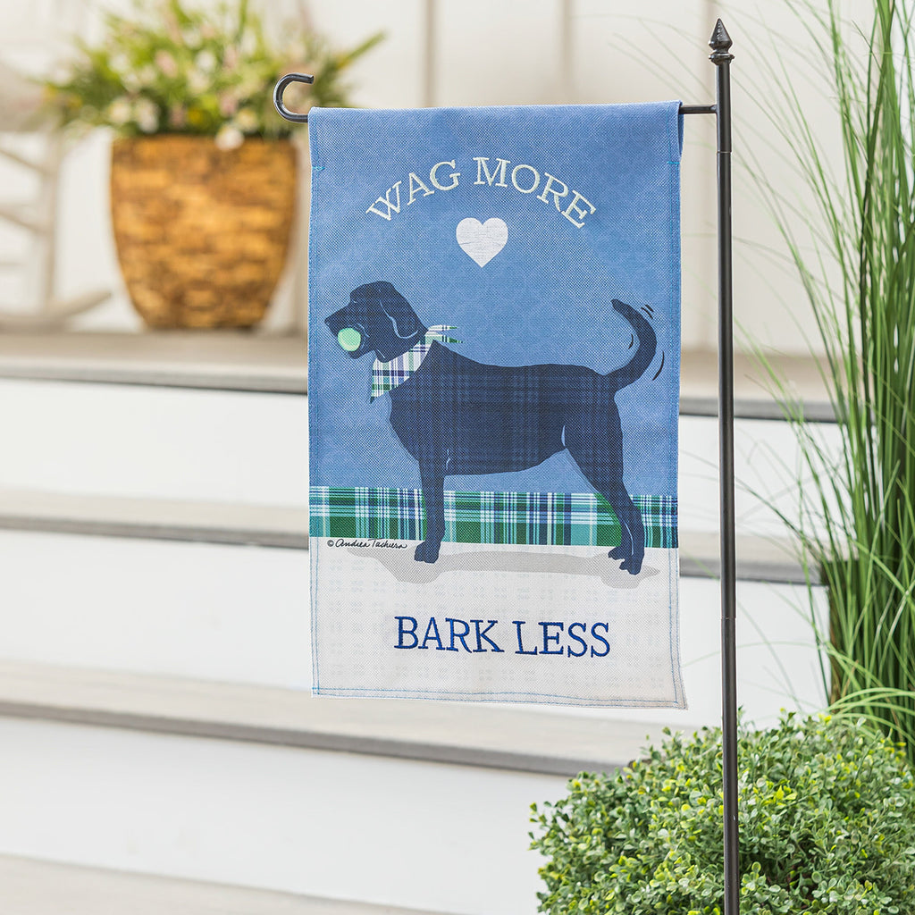 Wag More, Bark Less Garden Burlap Flag