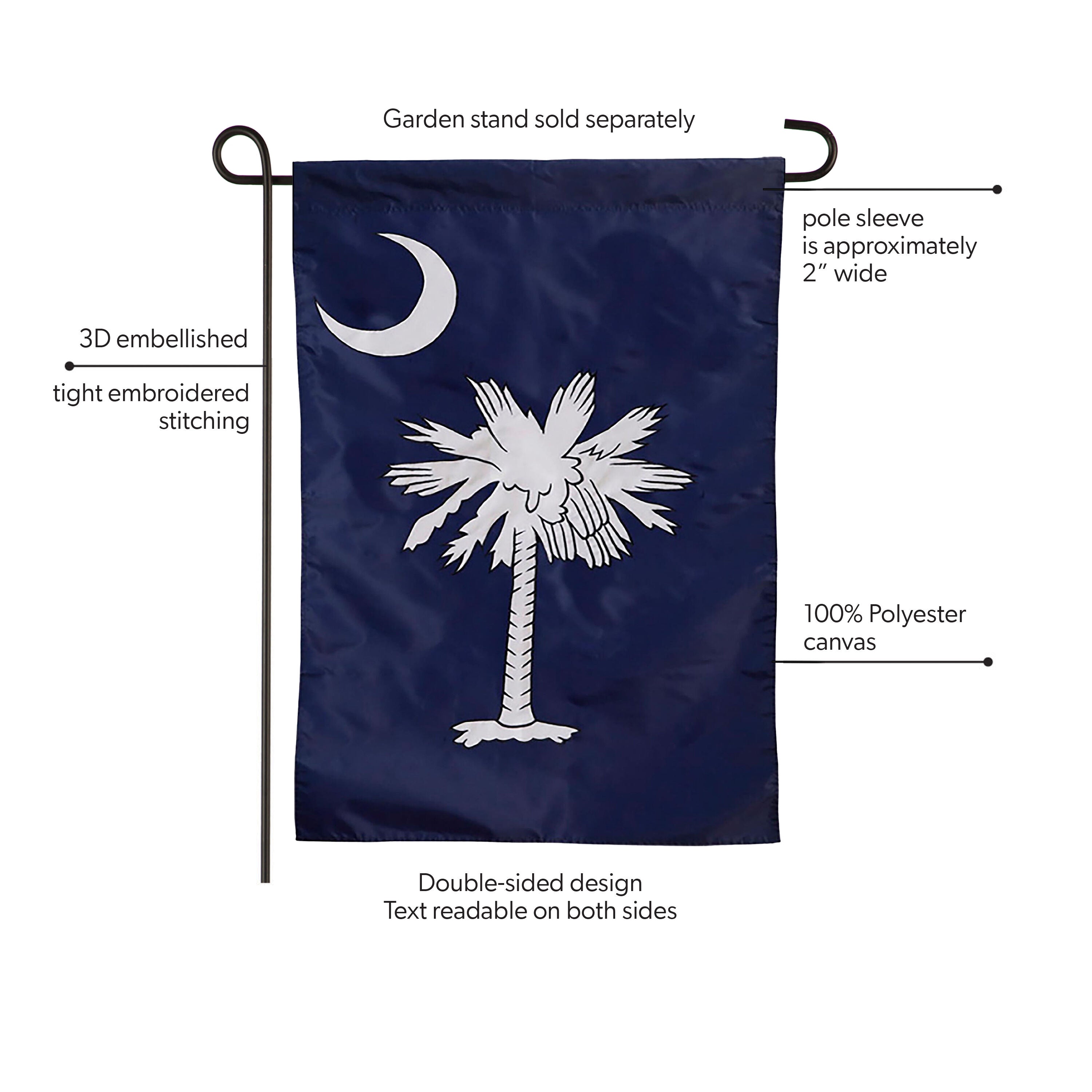 South Carolina Garden Applique Flag