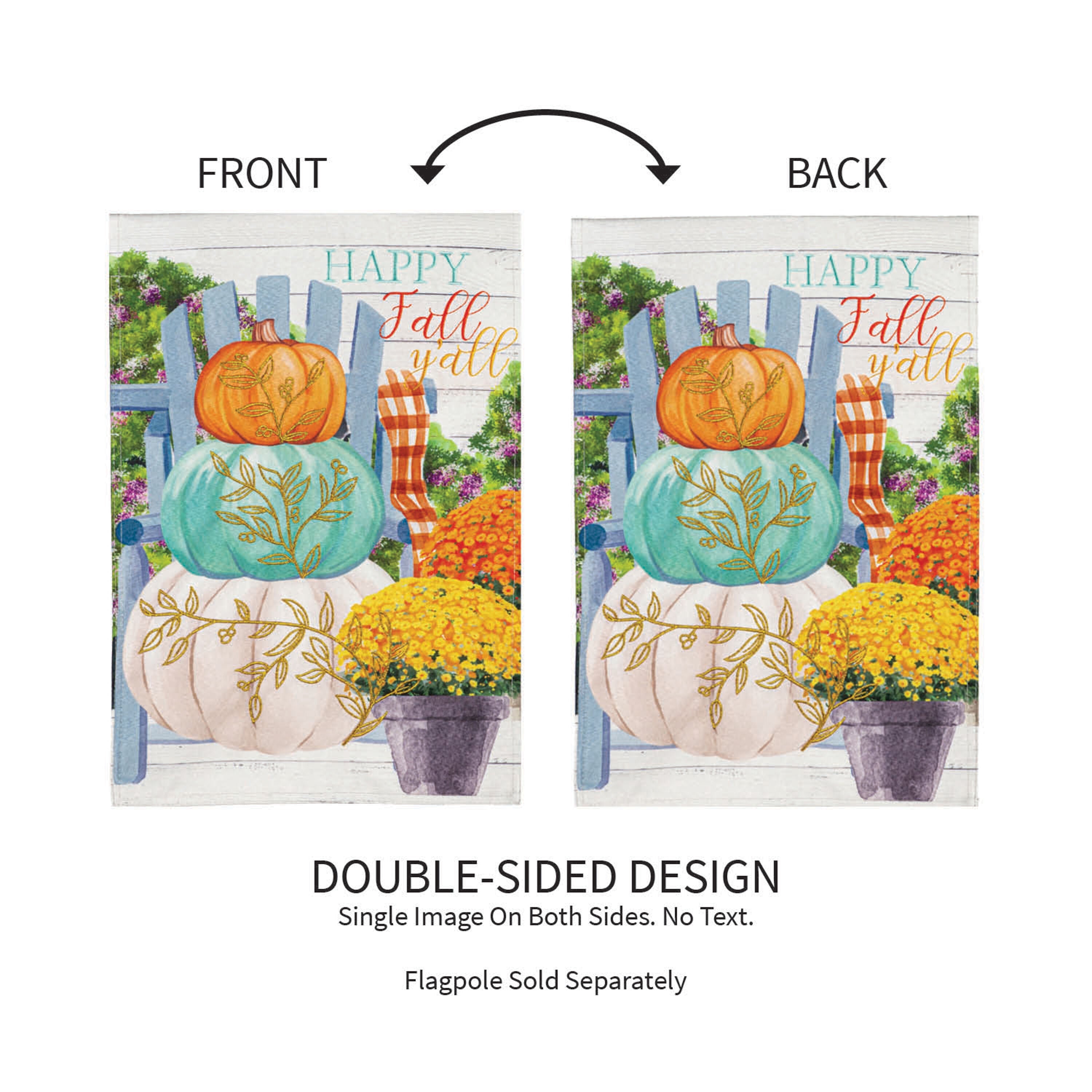 Happy Fall Stacked Pumpkins Garden Linen Flag