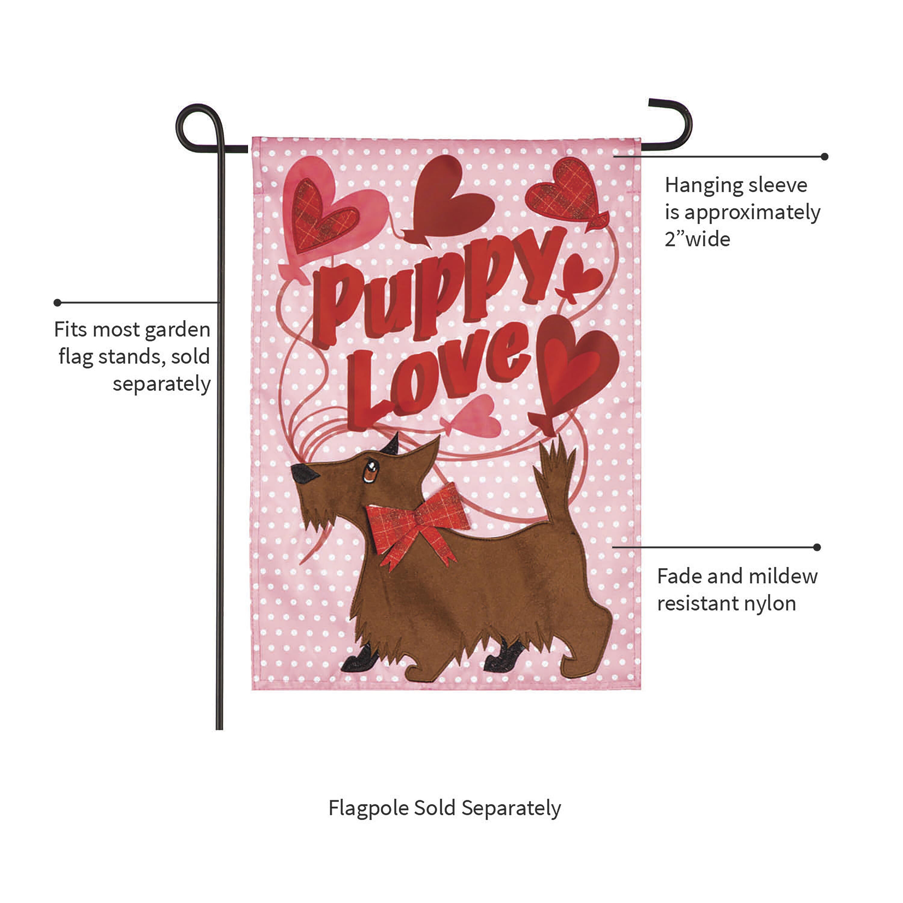 Puppy Love Applique Garden Flag