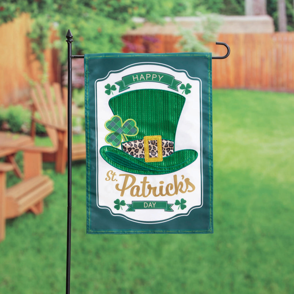 St. Patrick's Day Top Hat Applique Garden Flag