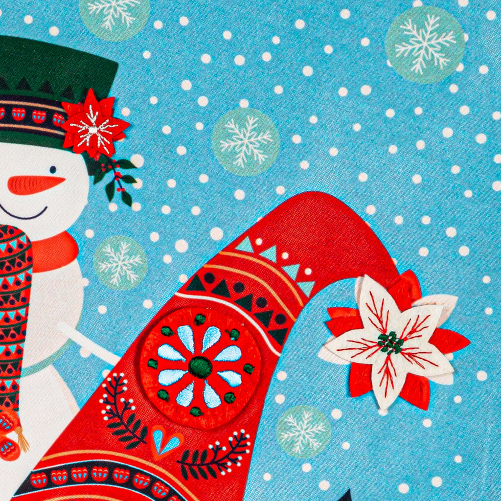Gnome Snowman Applique Garden Flag