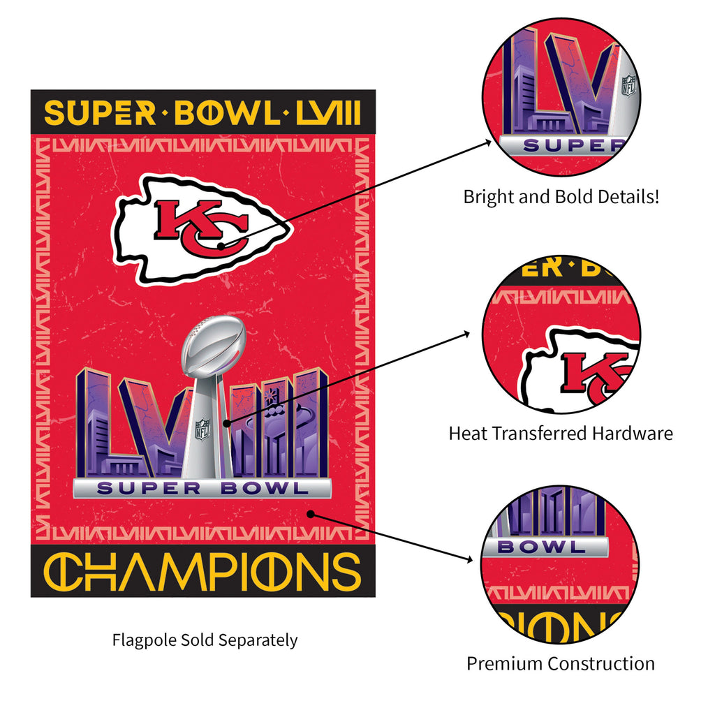 Kansas City Chiefs SB58 Champions Embossed Suede Flag