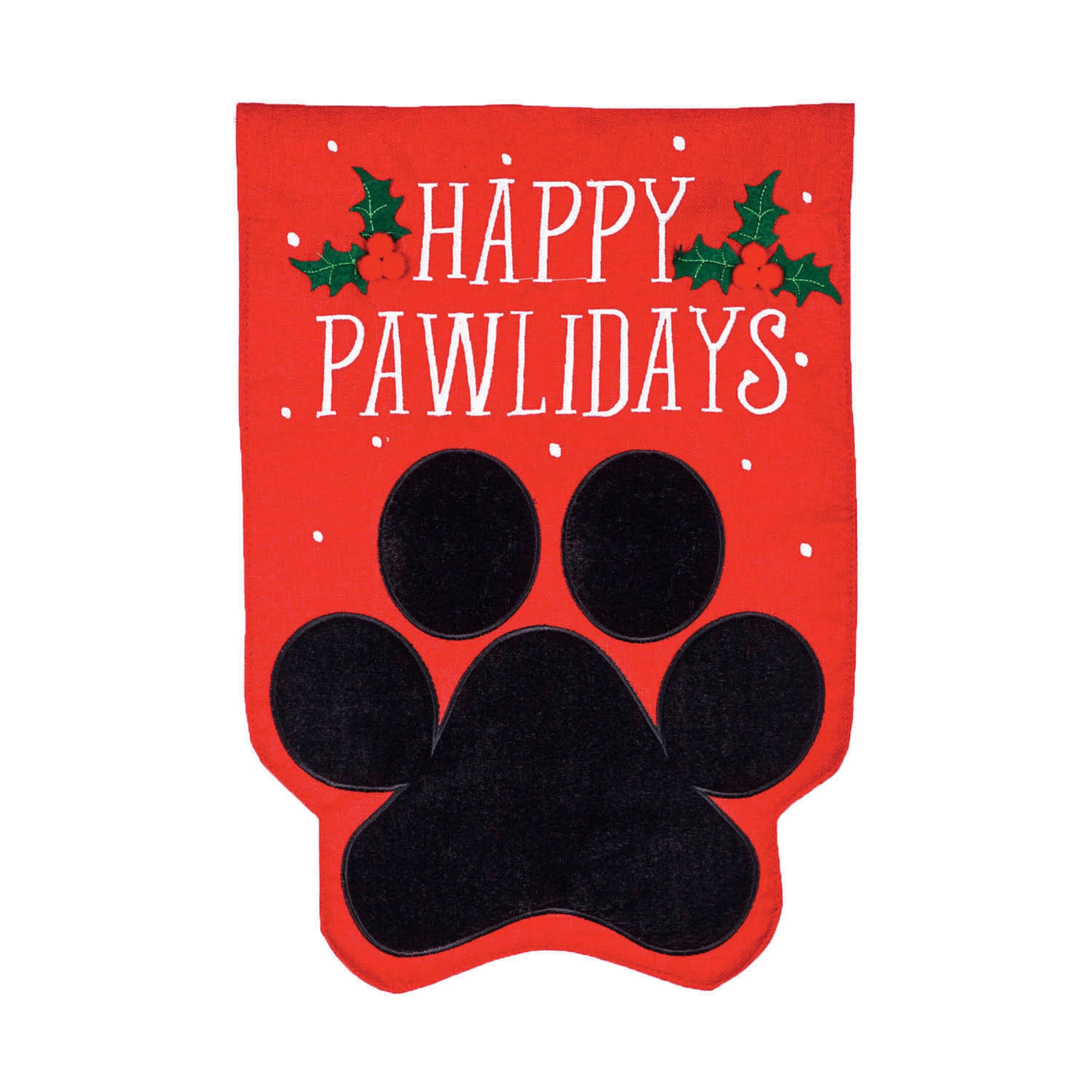 Happy Pawlidays Burlap Garden Flag