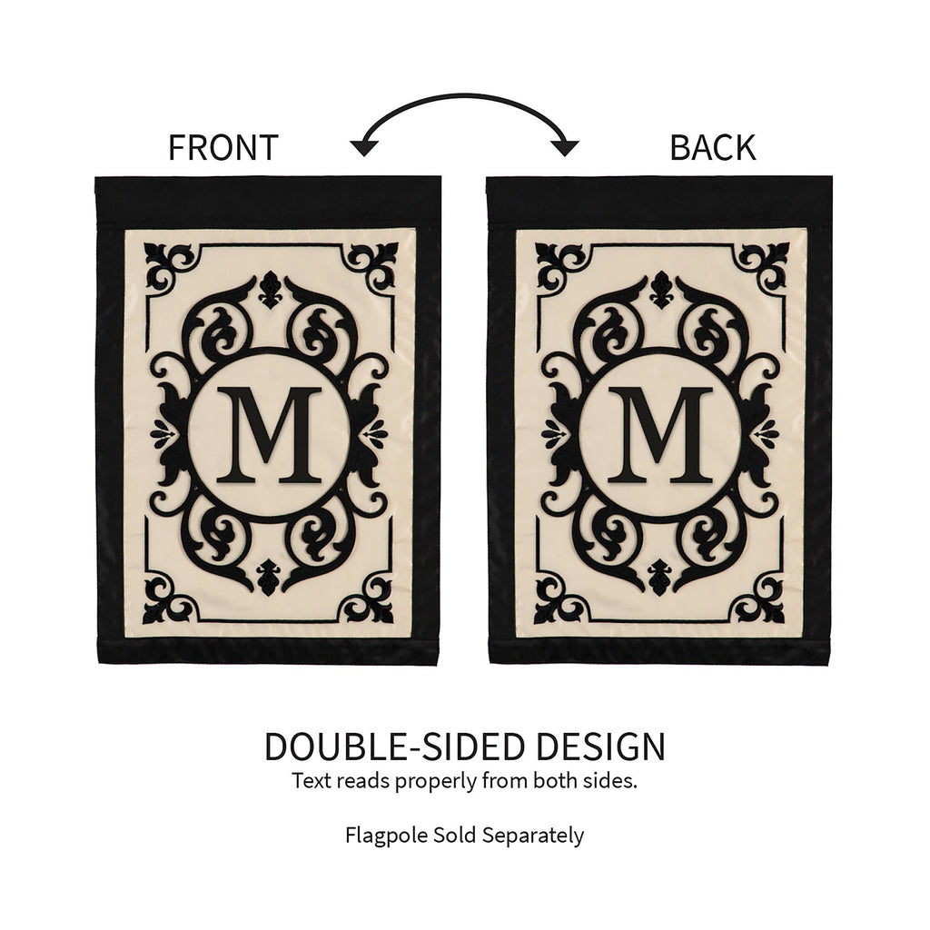 Cambridge Monogram Garden Applique Flag, Letter M