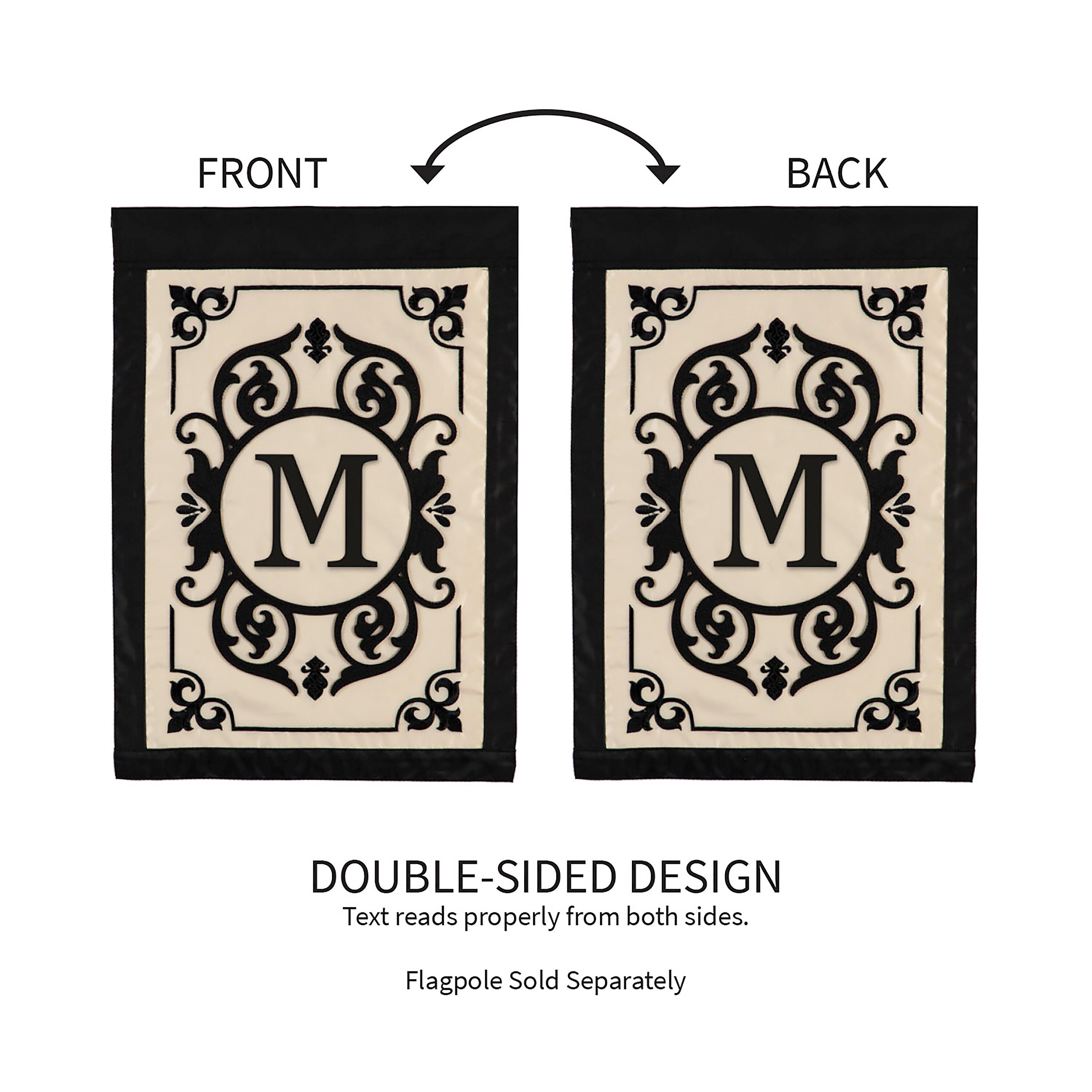 Cambridge Monogram Garden Applique Flag, Letter M