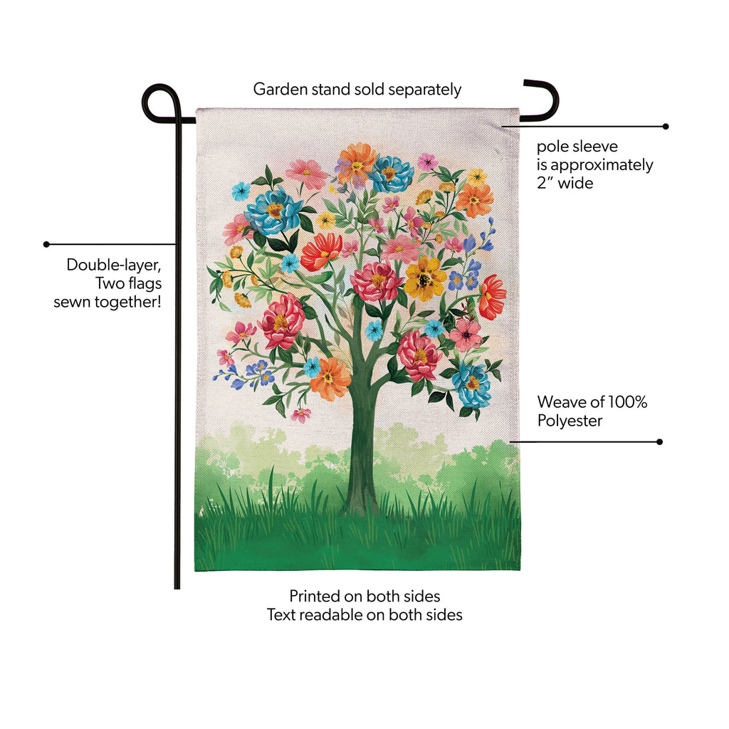 Blooming Tree of Life Burlap Garden Flag