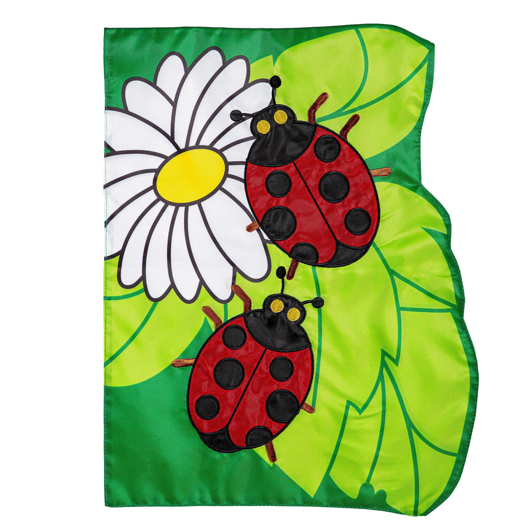 3D Ladybug Applique Garden Flag