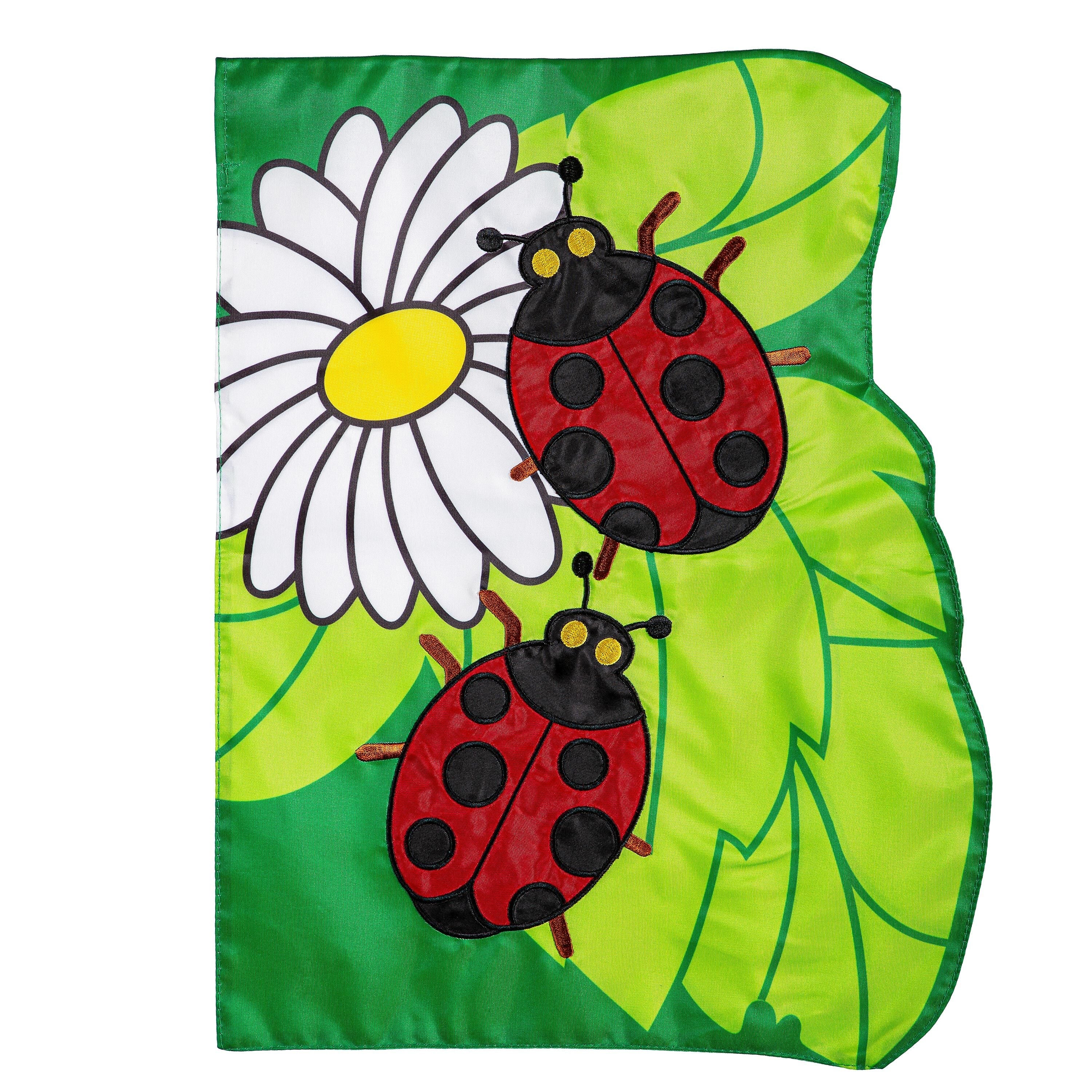 3D Ladybug Applique Garden Flag