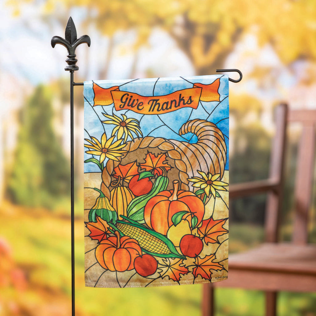 Stained Glass Cornucopia Garden Lustre Flag