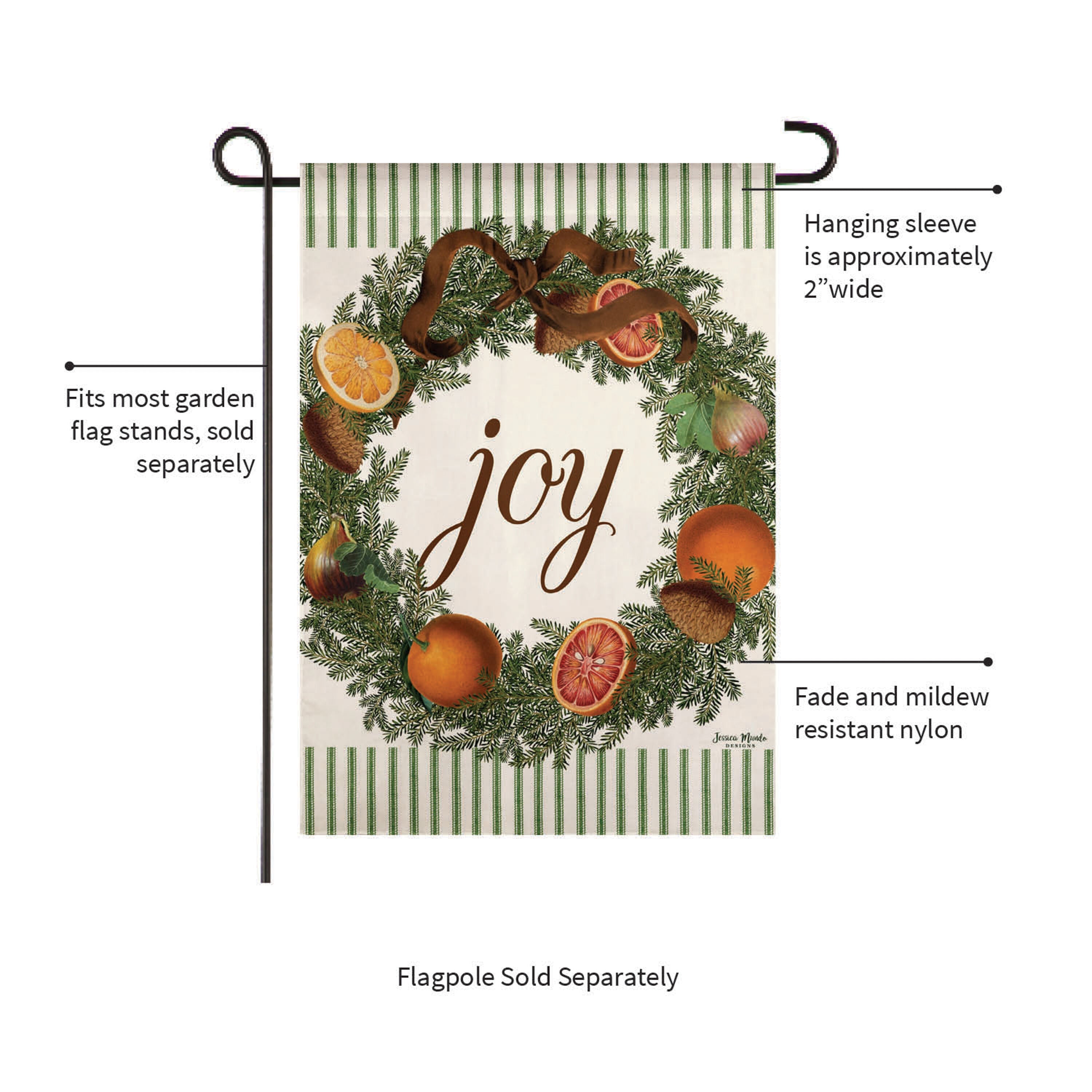 Joy Wreath Moire Garden Flag