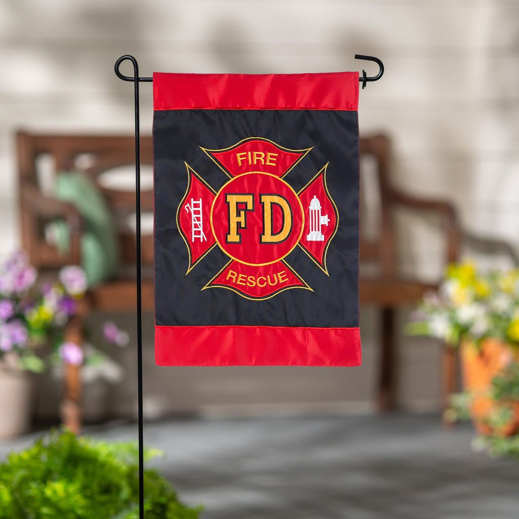 Fire Department Garden Applique Flag