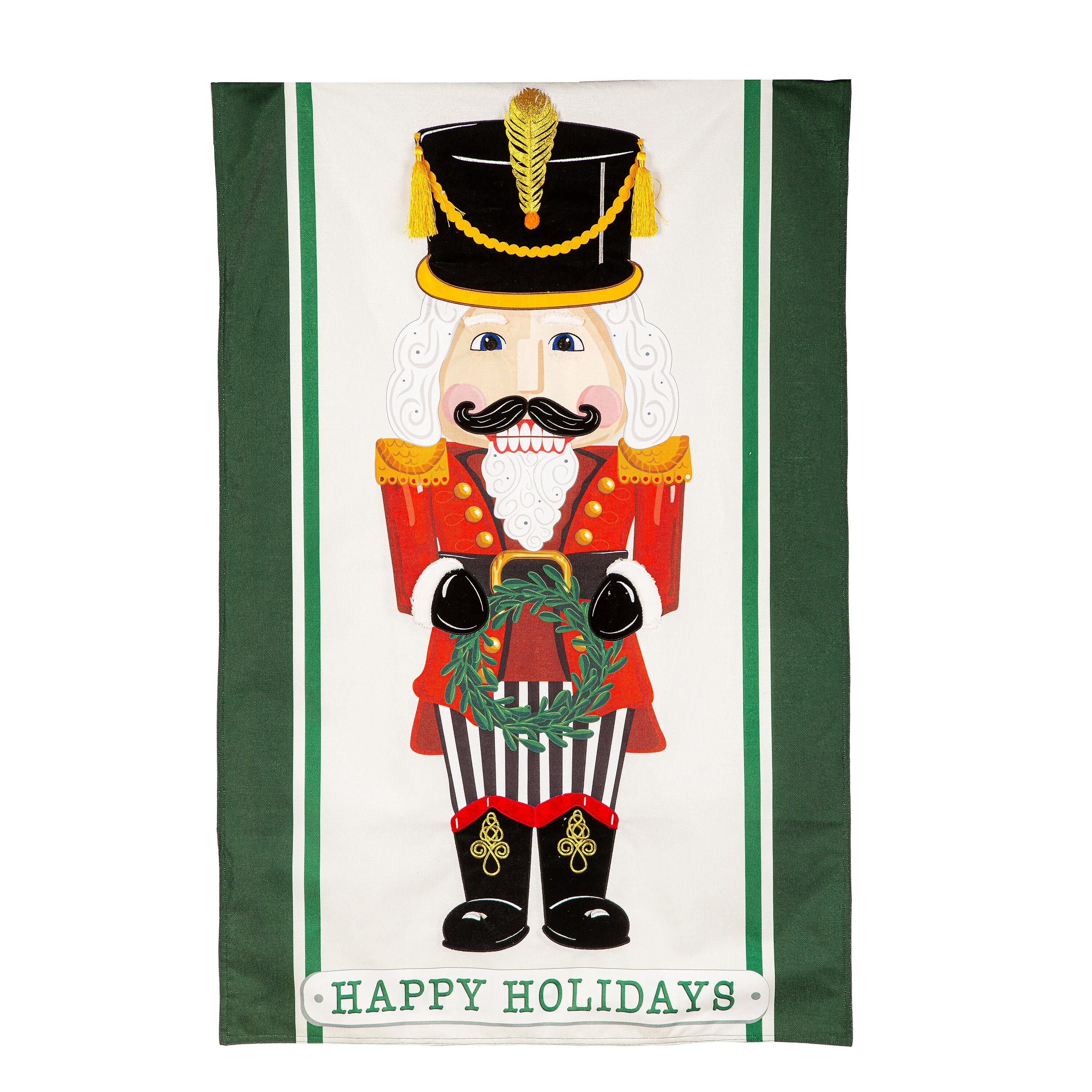 Nutcracker Suite Estate Size Embellished Burlap Flag