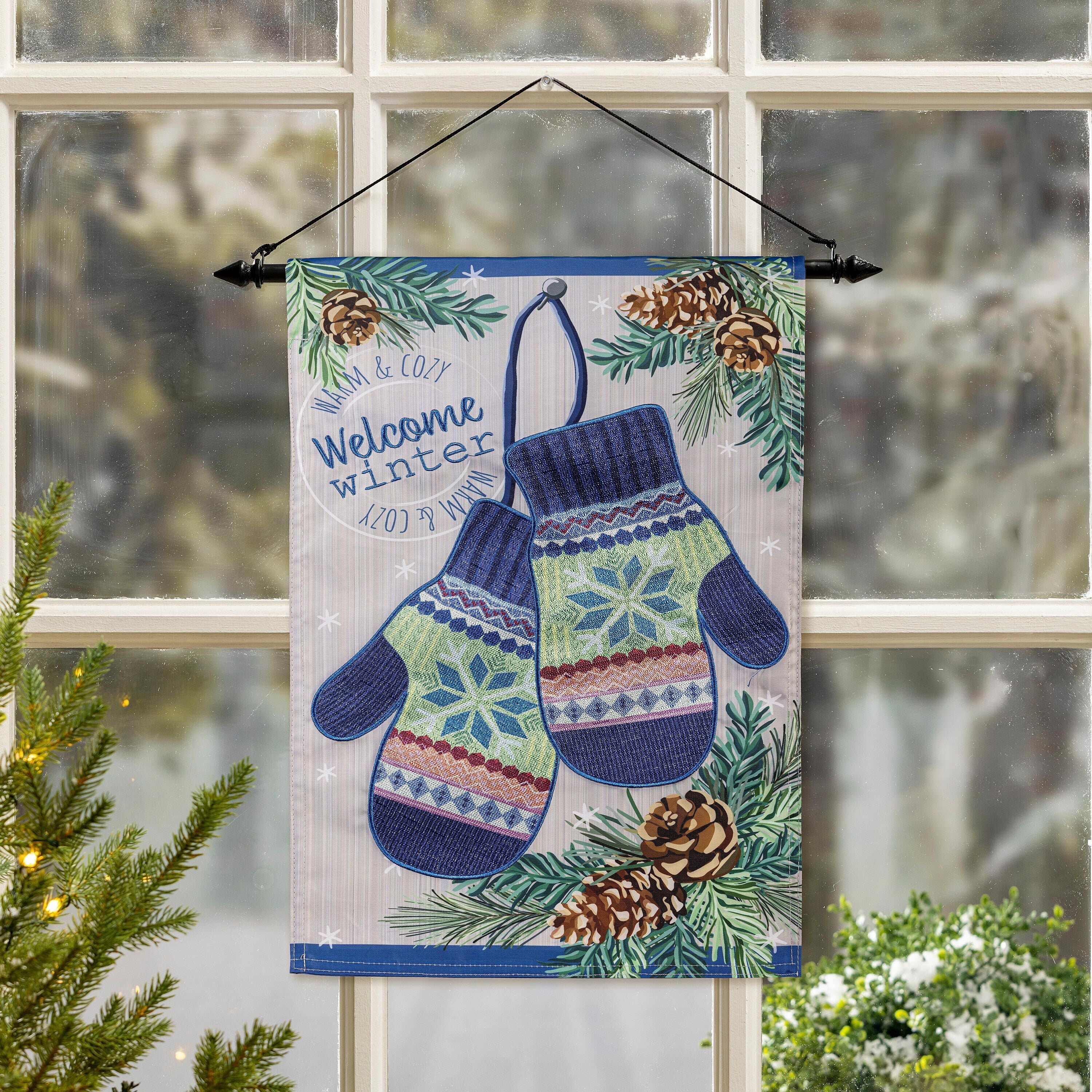 Winter Mittens Applique Garden Flag
