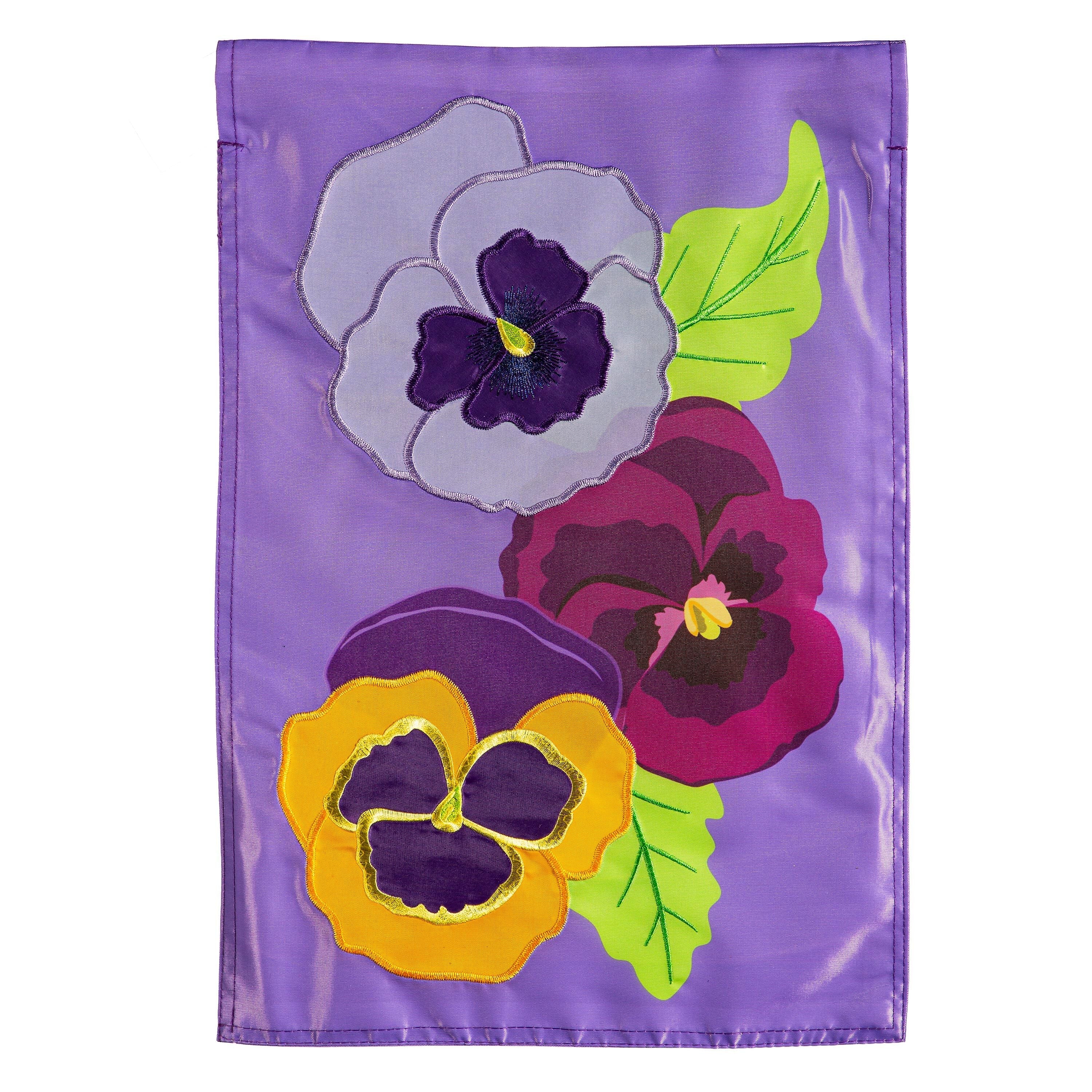 Pansy Garden Basic Applique Garden Flag