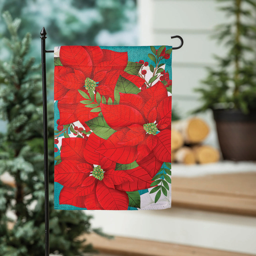 Poinsettia Suede Garden Flag