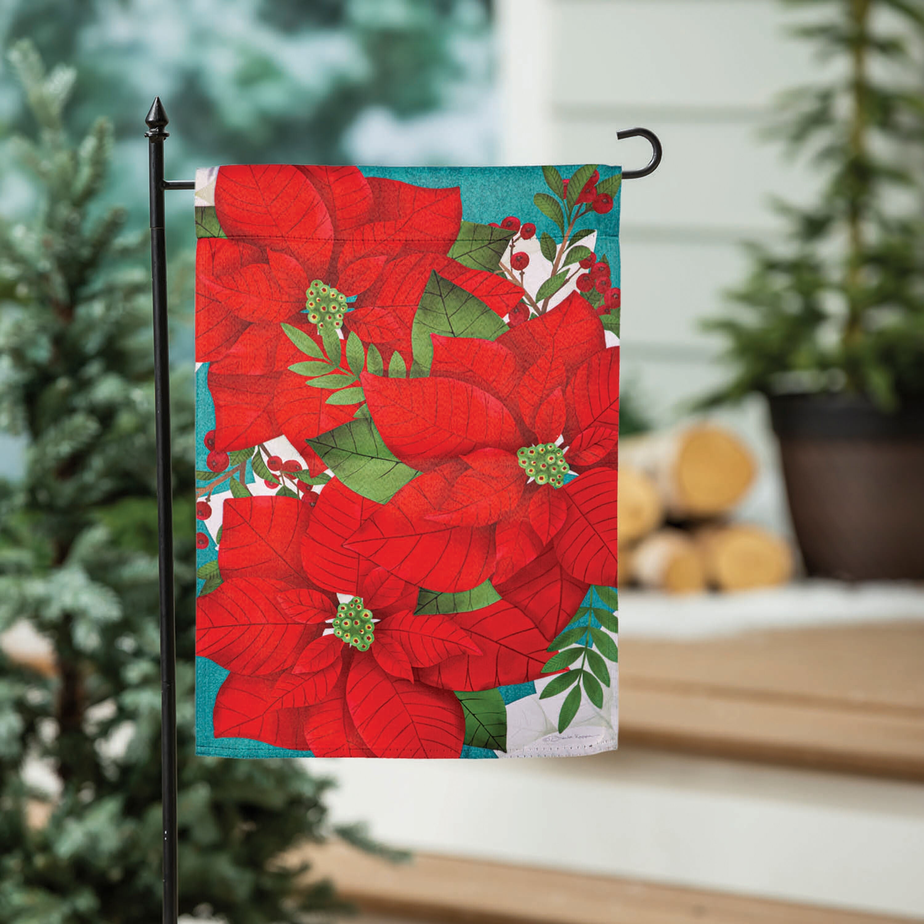 Poinsettia Suede Garden Flag
