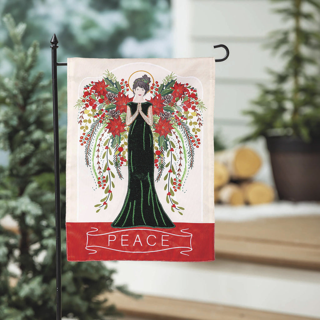 Floral Angel Applique Garden Flag