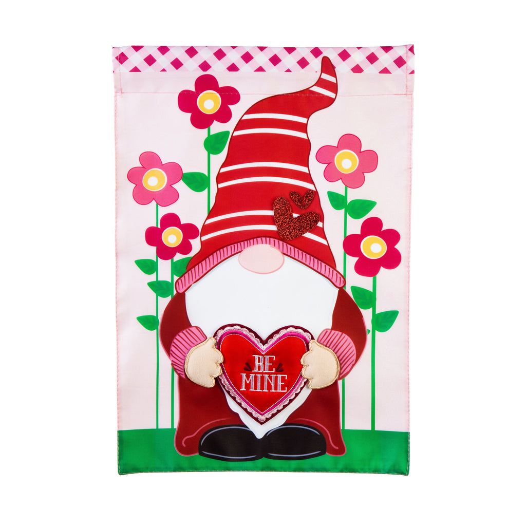Valentine's Gnome Applique Garden Flag