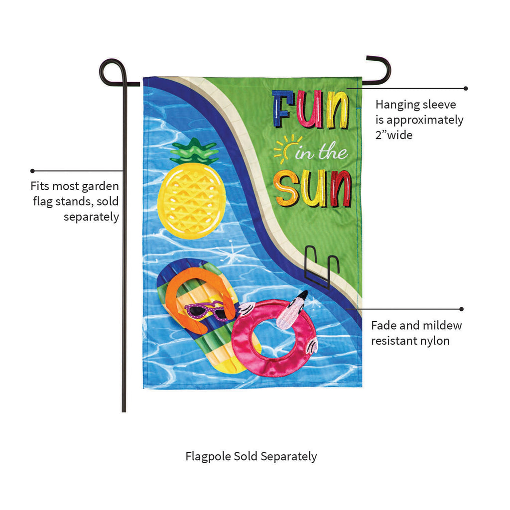 Fun in the Sun Pool Day Applique Garden Flag
