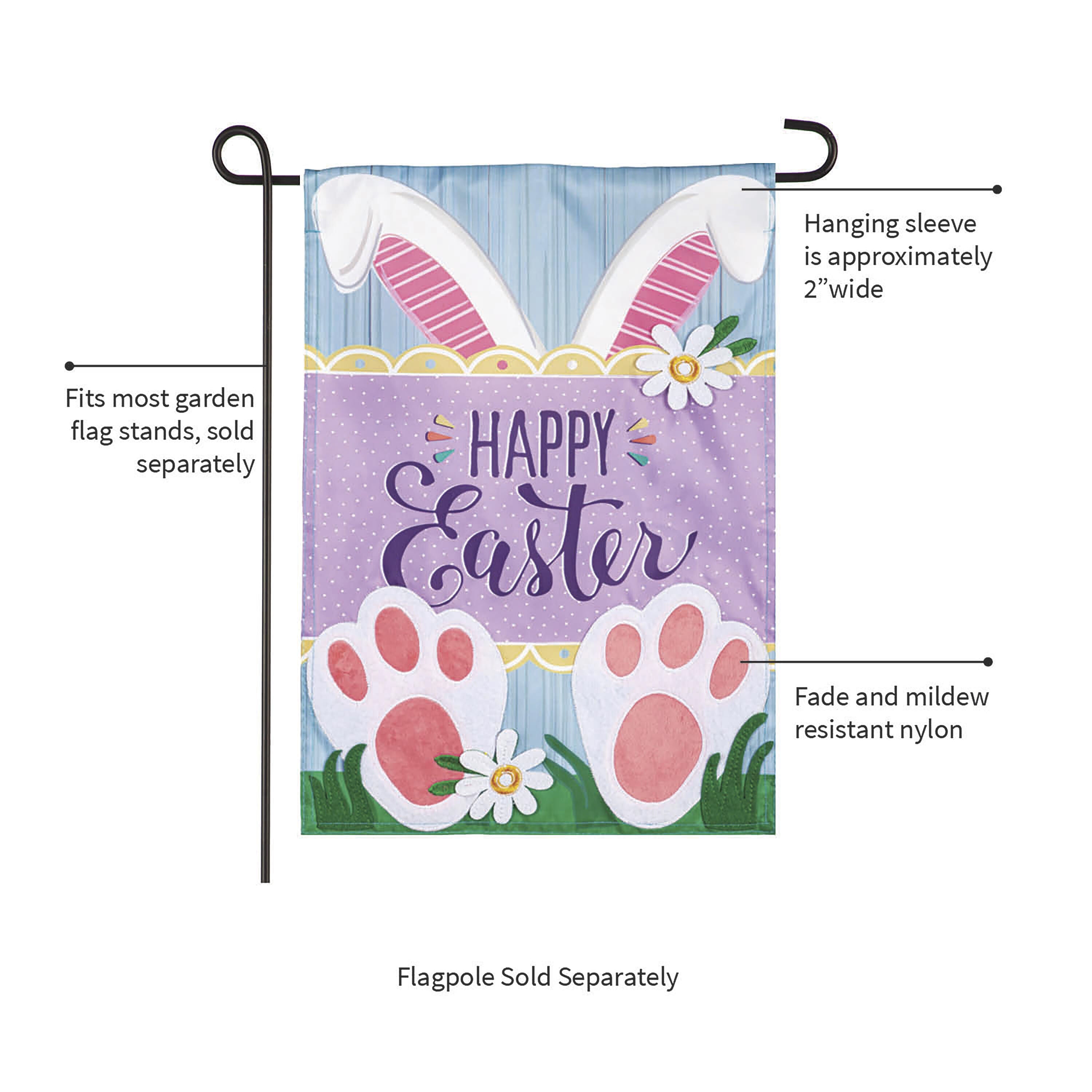Happy Easter Bunny Applique Garden Flag
