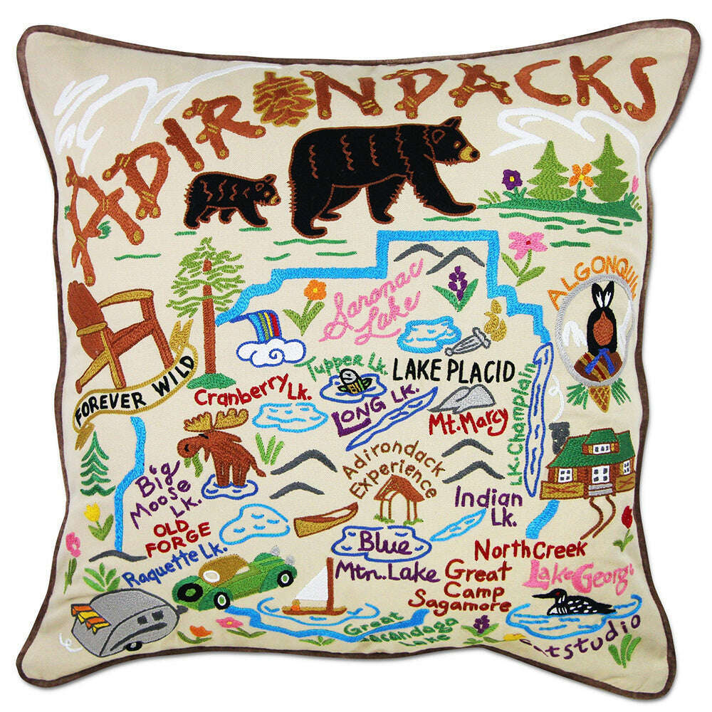 Adirondacks Hand-Embroidered Pillow