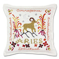 Aries Astrology Hand-Embroidered Pillow by Cat Studio
