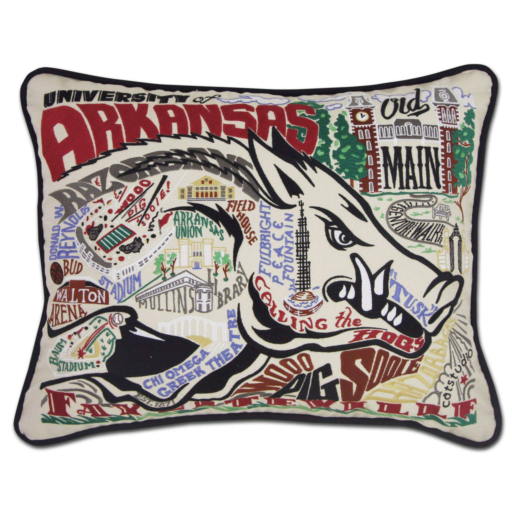 Arkansas, University of Collegiate Hand-Embroidered Pillow