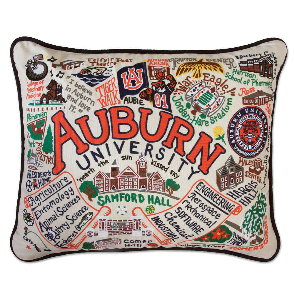 Auburn University Collegiate Hand-Embroidered Pillow