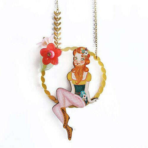 Bearded Woman Halloween Necklace by Laliblue