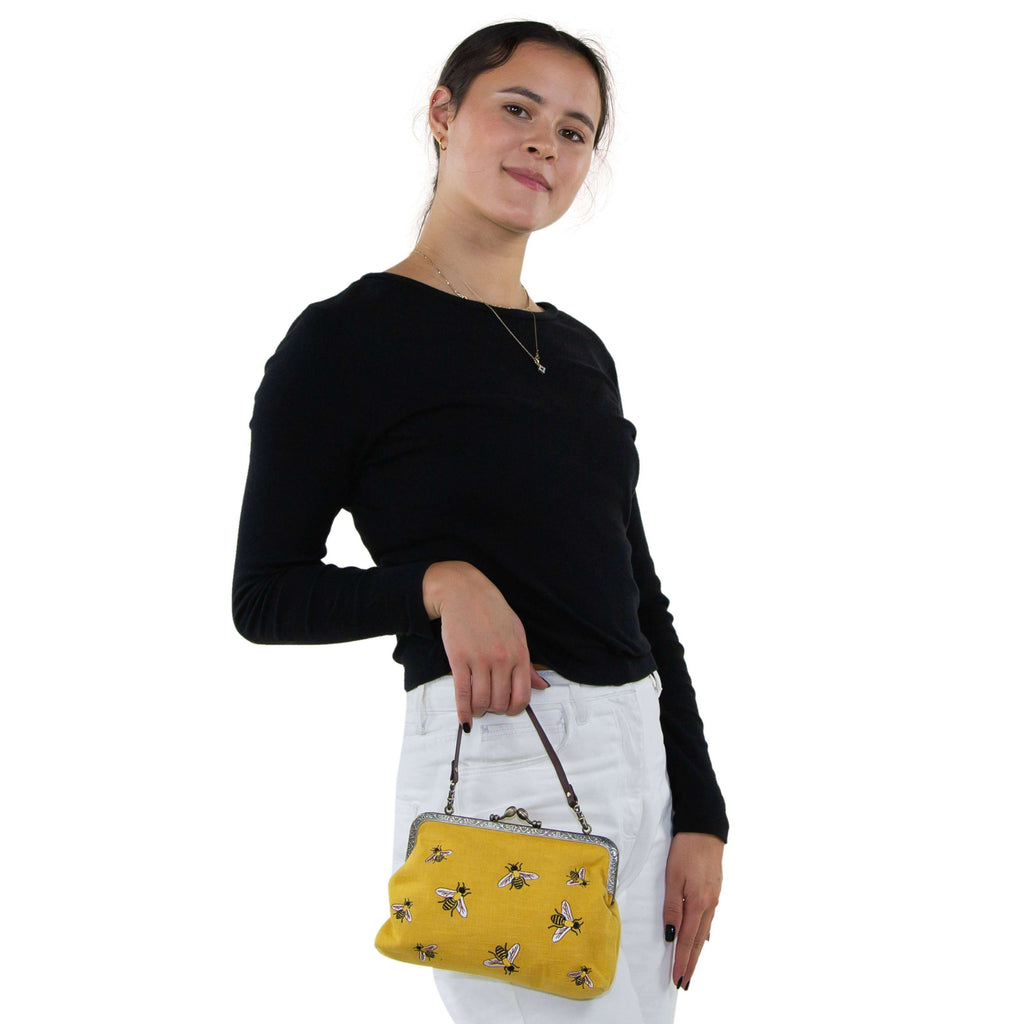 Bees Kisslock Handbag: Black
