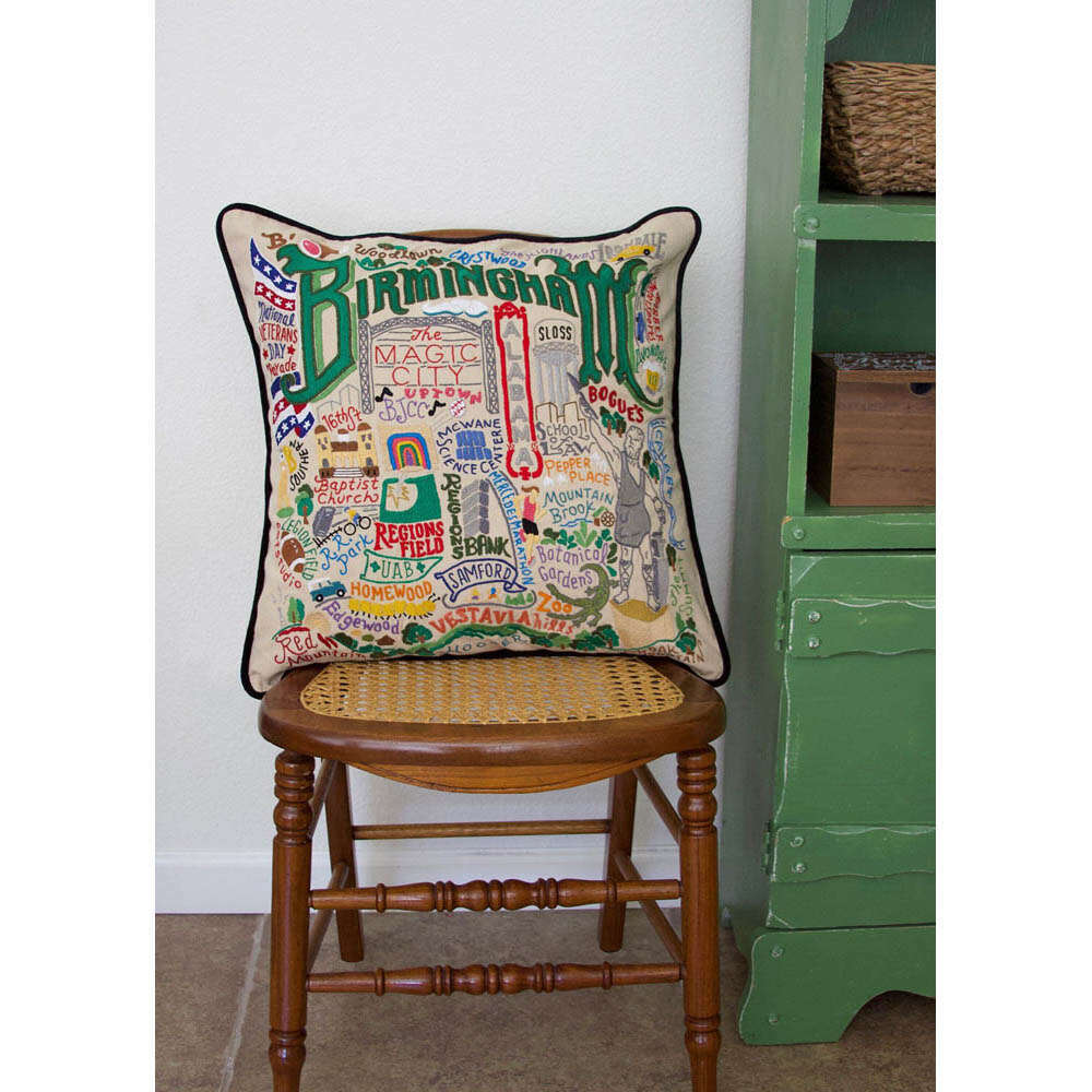 Birmingham Embroidered Pillow by CatStudio