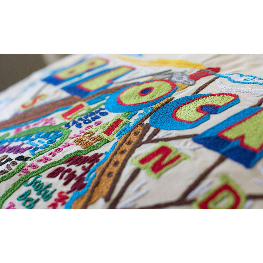 Block Island Hand-Embroidered Pillow