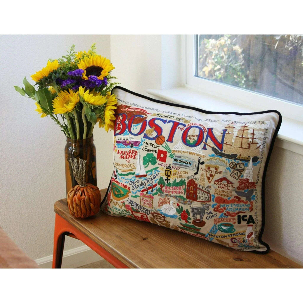 Boston Hand-Embroidered Pillow