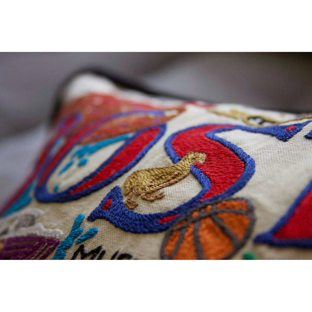 Boston Hand-Embroidered Pillow