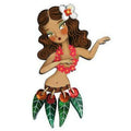 Brunette Hula Girl Brooch by Laliblue
