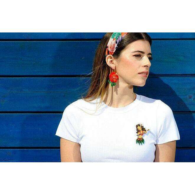 Brunette Hula Girl Brooch by Laliblue