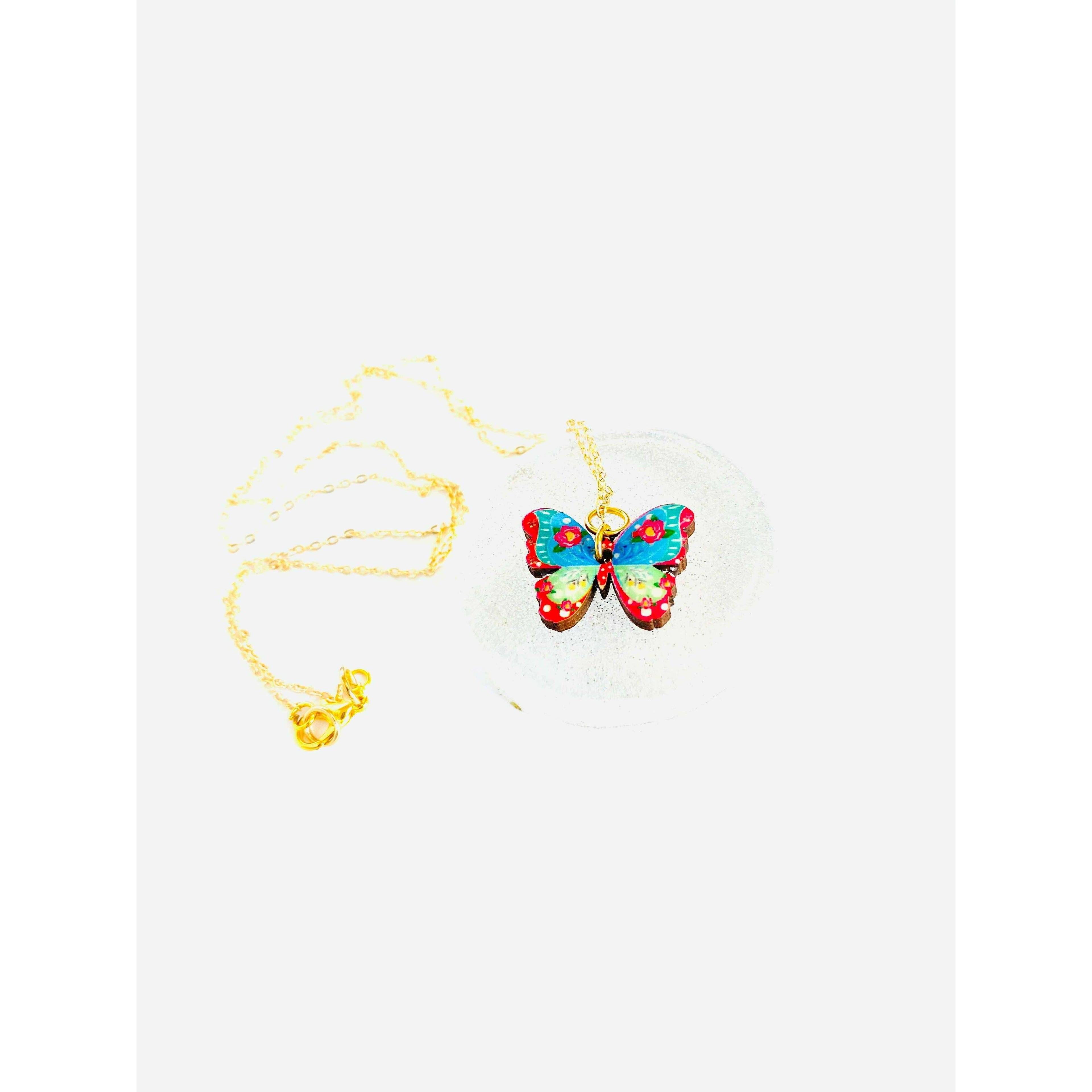 Butterfly Necklace on Gold Chain by Rosie Rose Parker