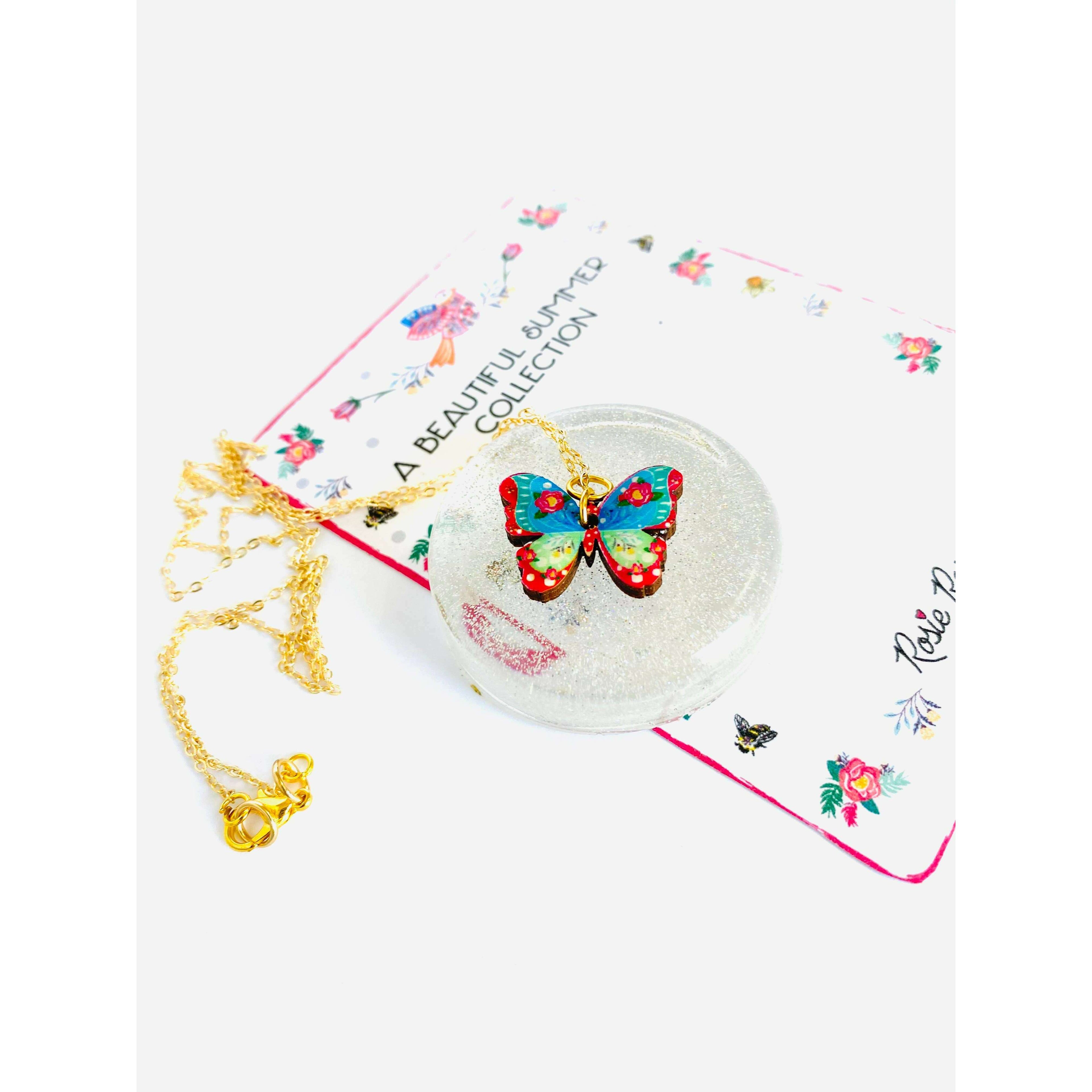 Butterfly Necklace on Gold Chain by Rosie Rose Parker