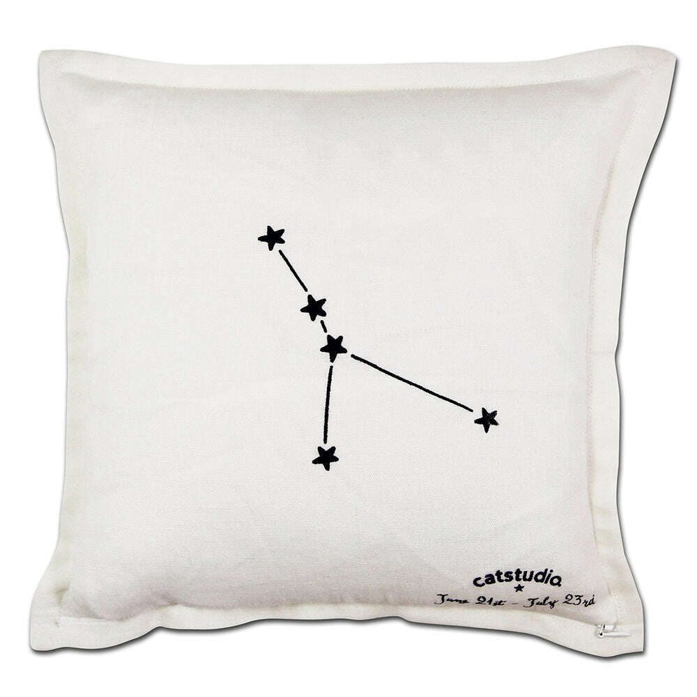 Cancer Astrology Hand-Embroidered Pillow by Cat Studio