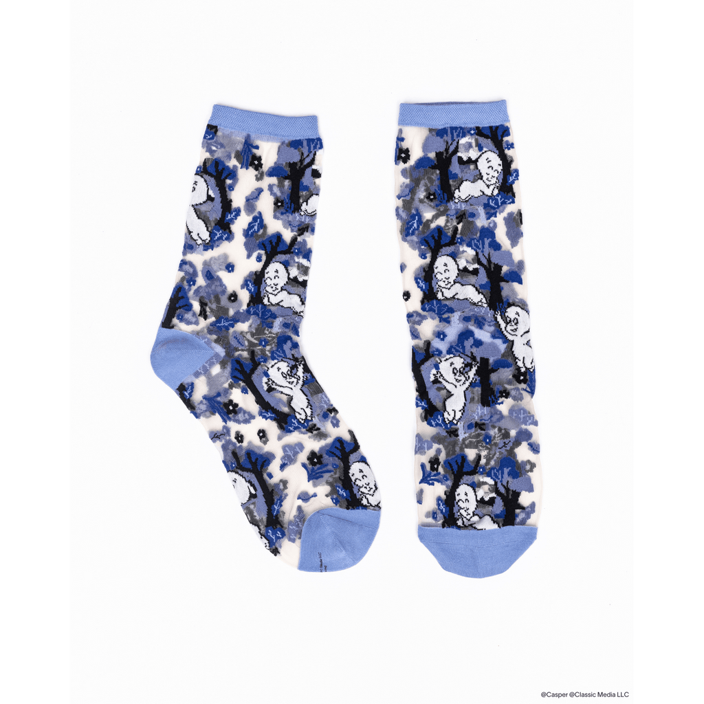 Casper and Trees Sheer Crew Socks