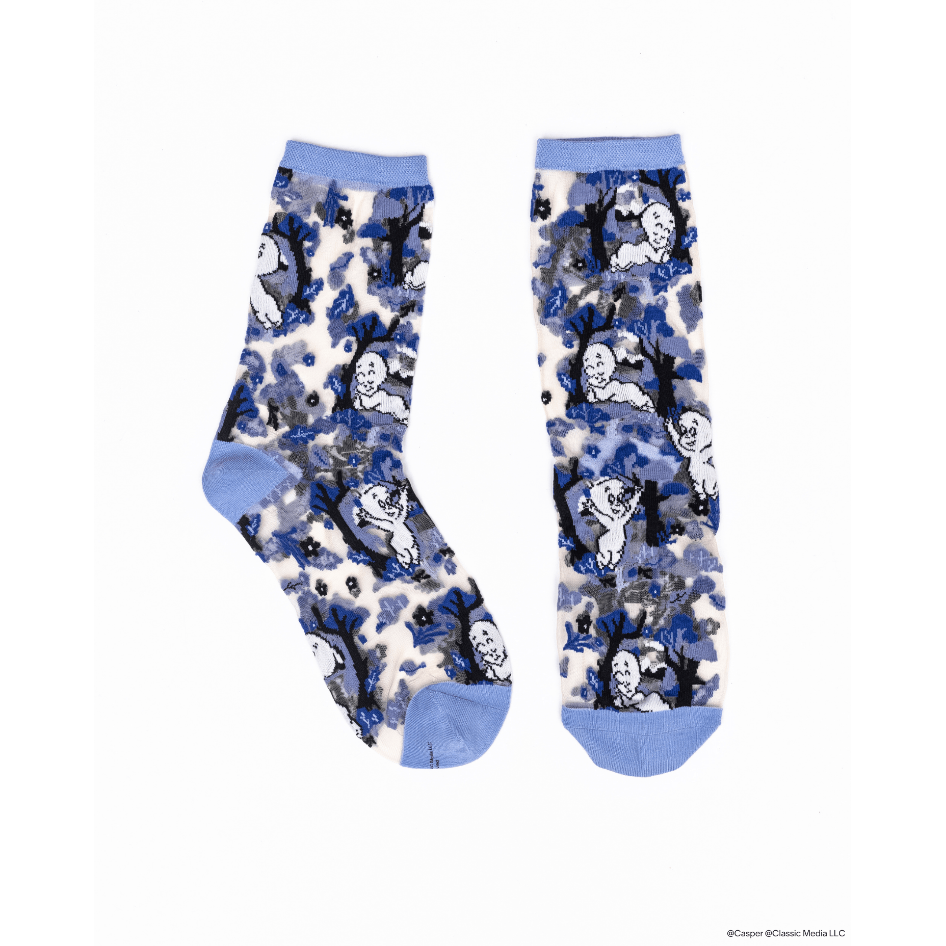 Casper and Trees Sheer Crew Socks