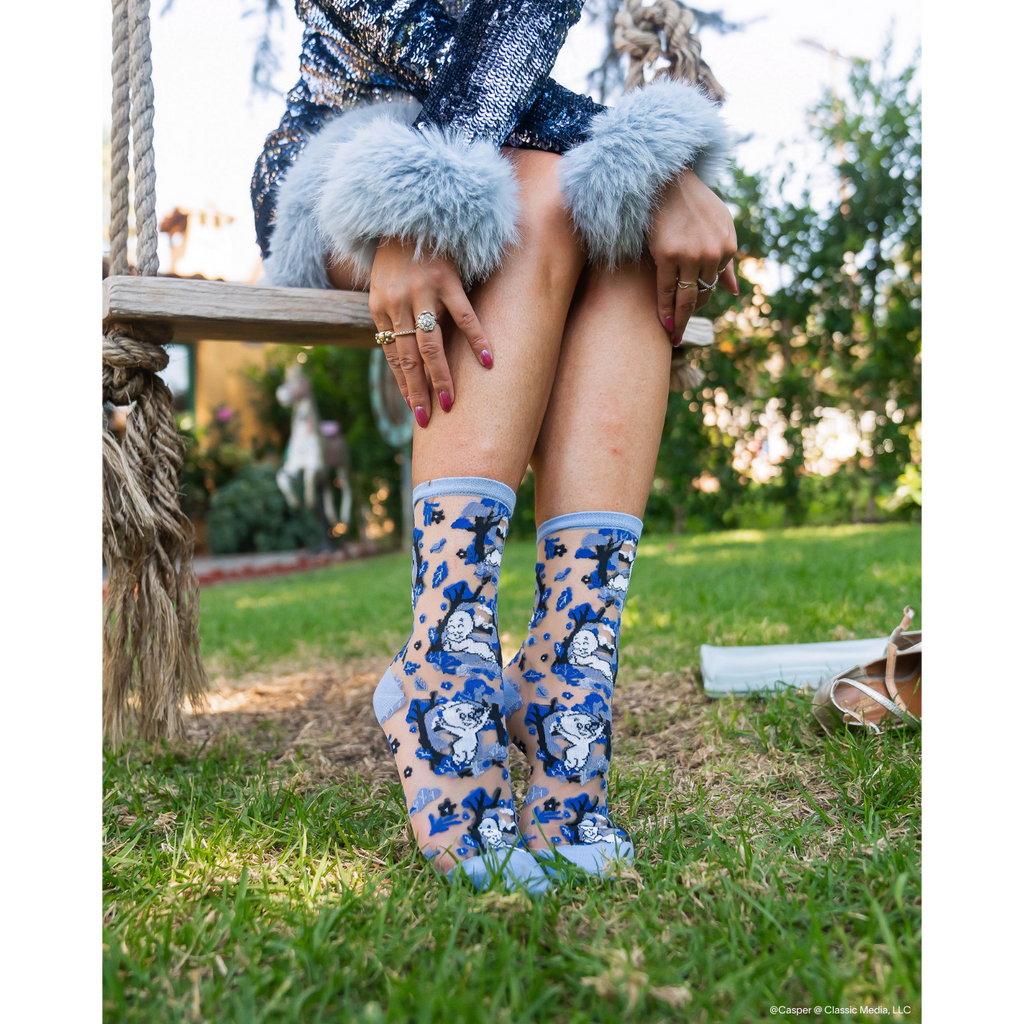 Casper and Trees Sheer Crew Socks