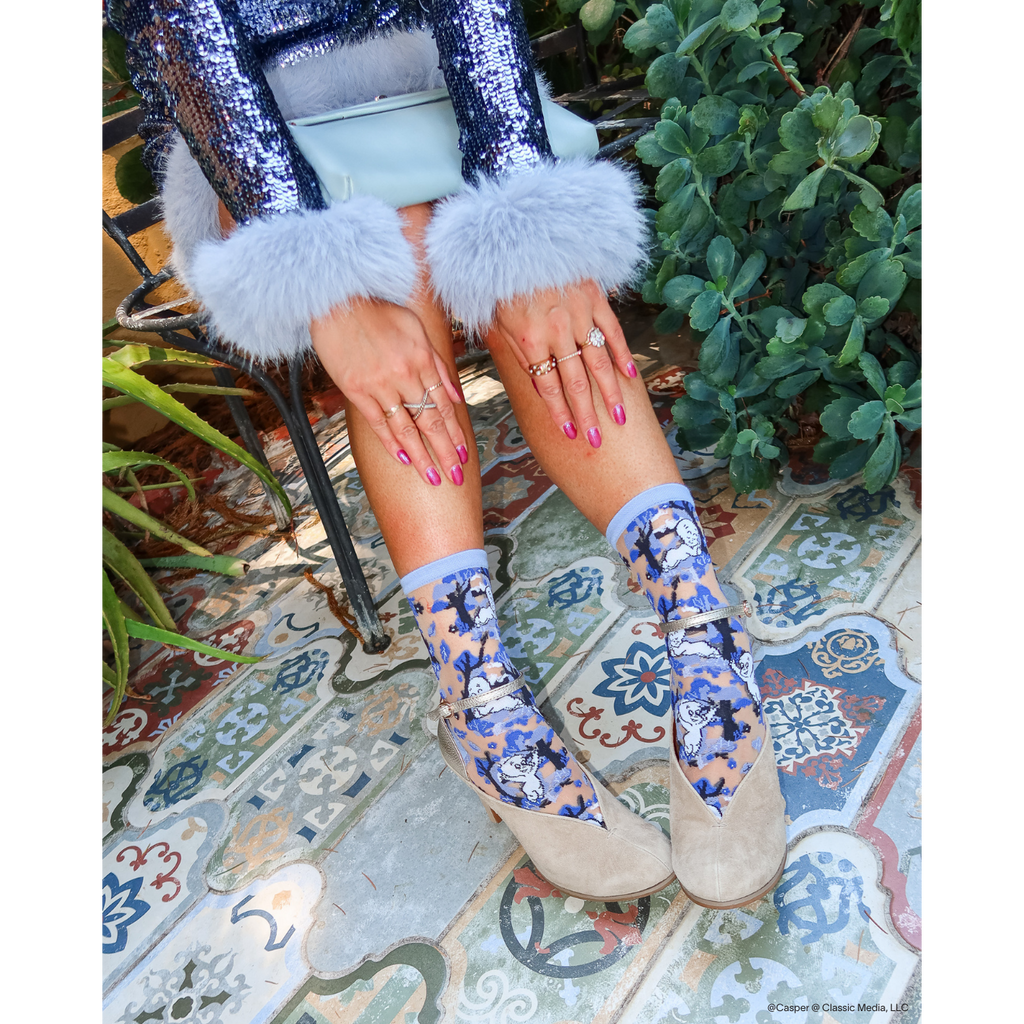 Casper and Trees Sheer Crew Socks