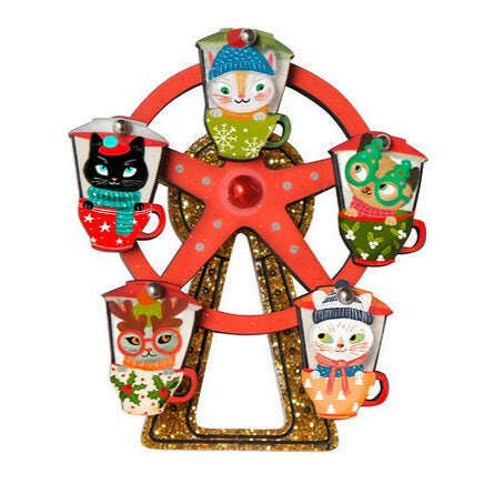 Cat Ferris Wheel Brooch by Laliblue