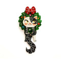 Cat in A Christmas Wreath Brooch by Laliblue